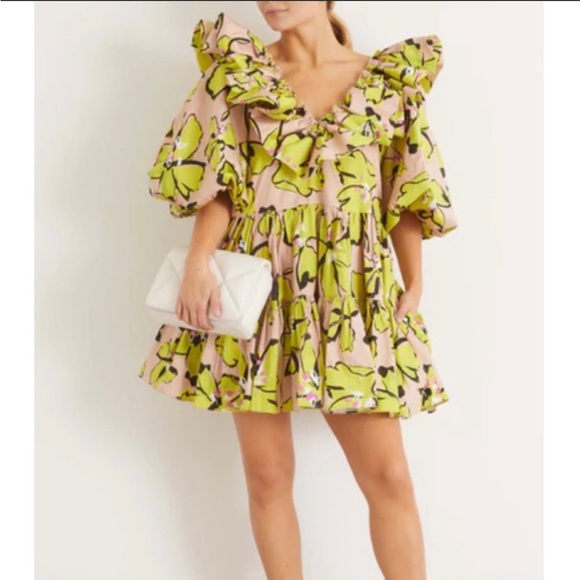 NWOT AJE Pelicano Citrus Bloom Ruffle Mini Dress Size AU 6/ US 2 - Picture 1 of 10